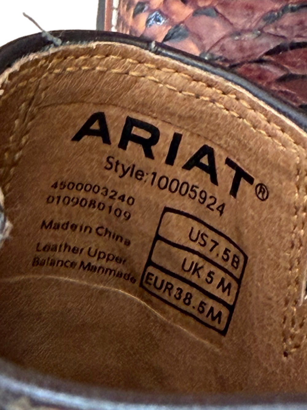 ARIAT Embossed Leather Western Mule Clogs Brown Python Print Size 7.5B - Picture 12 of 12